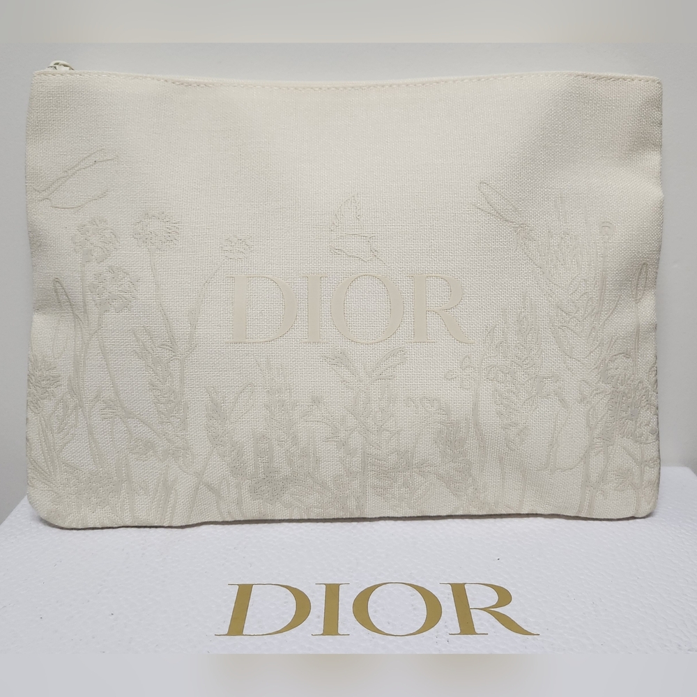 Dior Cream Garden Scene Pouch NWT
